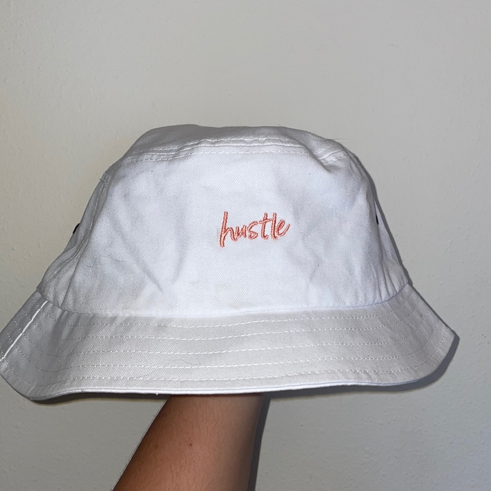 Big Accessories White “Hustler” Bucket Hat- One Size Fits Most